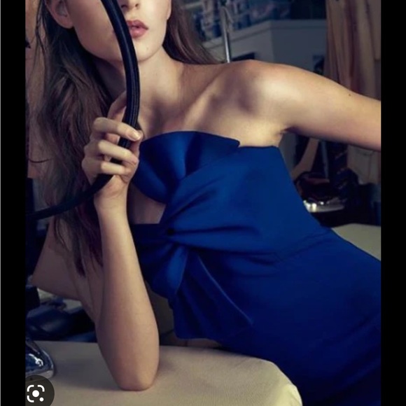 Lucian Matis Designer strapless Bow Tie Front Gown emerald green - Picture 10 of 11